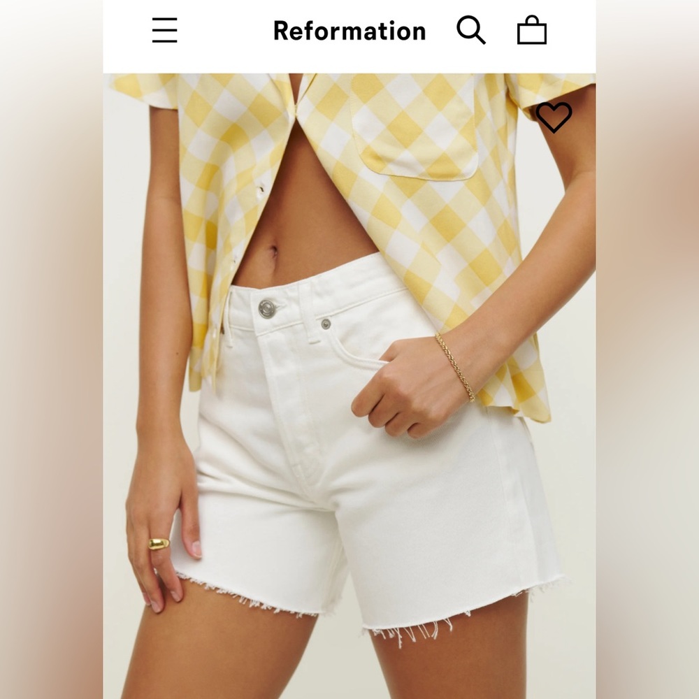 REFORMATION Jesse Relaxed Jean Shorts, Size 29, Vintage White
